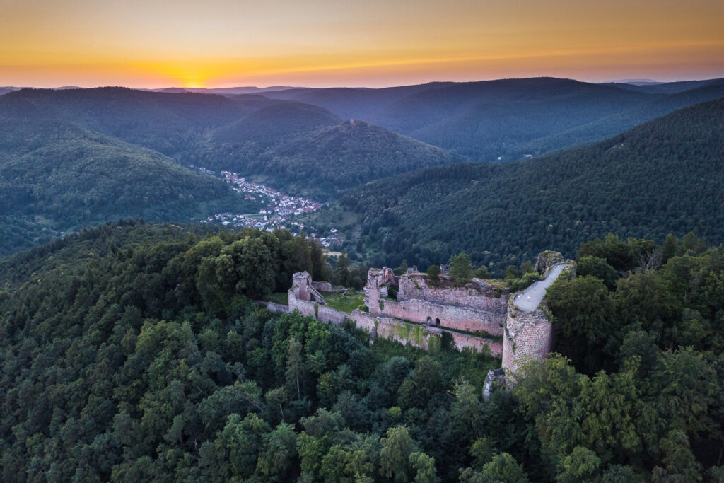 Martin Koch Fotografie Sonnenuntergang Luftaufnahme Burg Neuscharfeneck